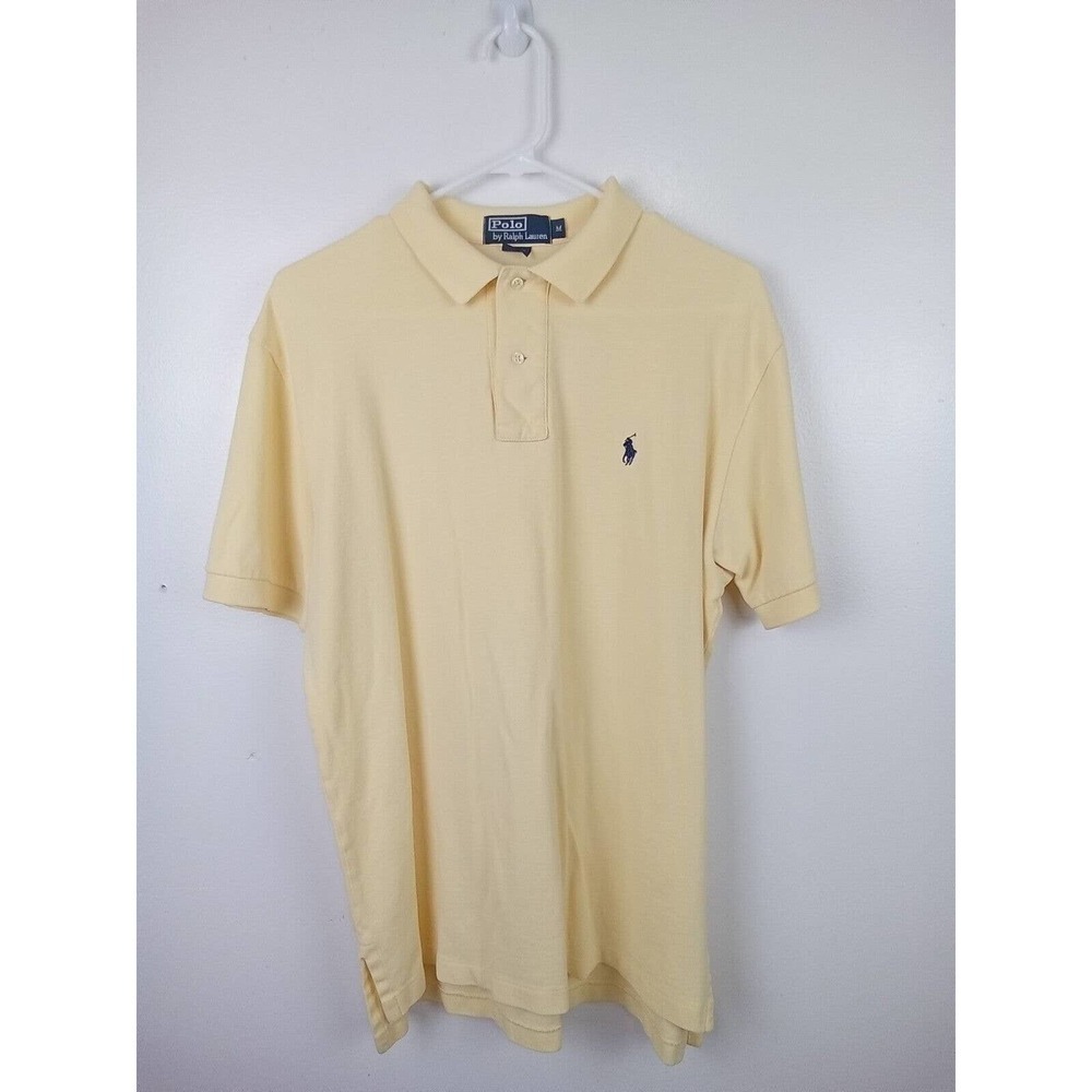 Polo Ralph Lauren Polo Shirt Yellow Soft Touch Blue Pony Cotton Men Medium